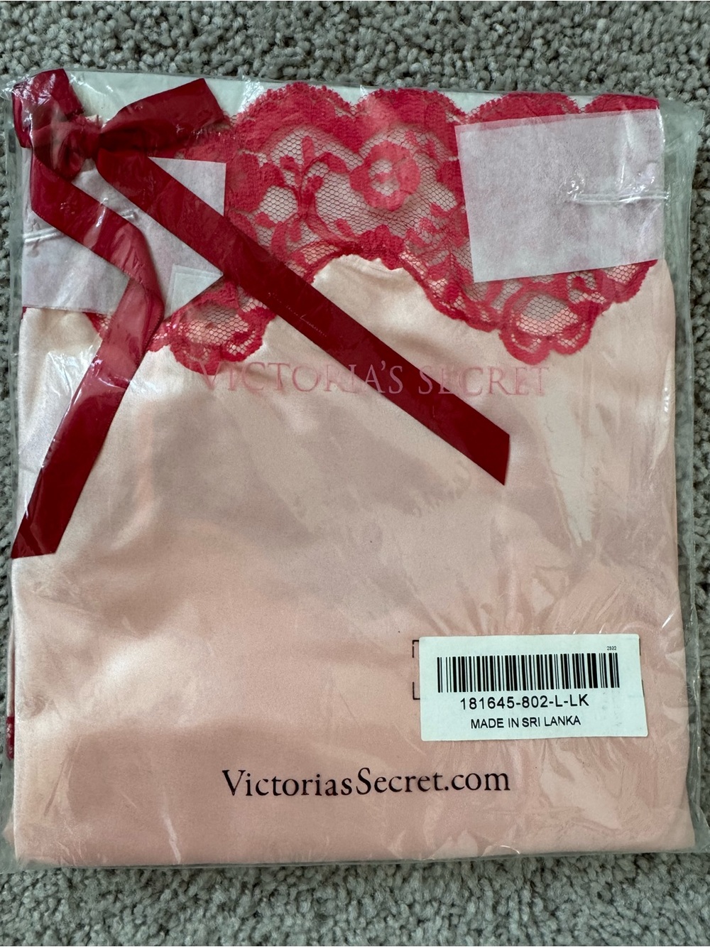 Victoria's Secret Pink Chemise with Red Lace Trim